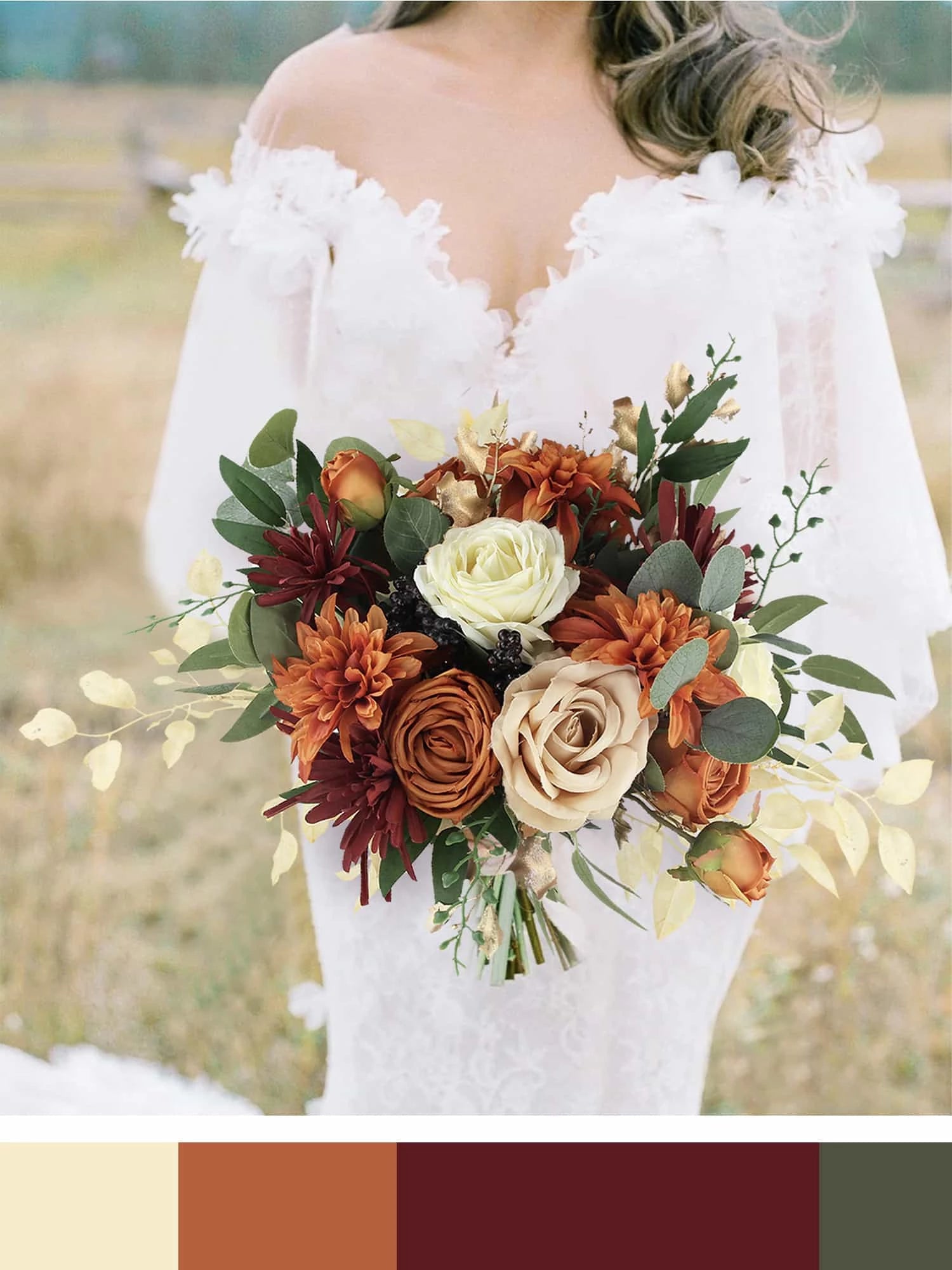 Rust Ivory store Sage Green Wedding Bouquets Fall Bridal Wedding Bouquet ,Orange Bridal bouquet, Bridesmaid bouquets Wedding Boho Bouquet