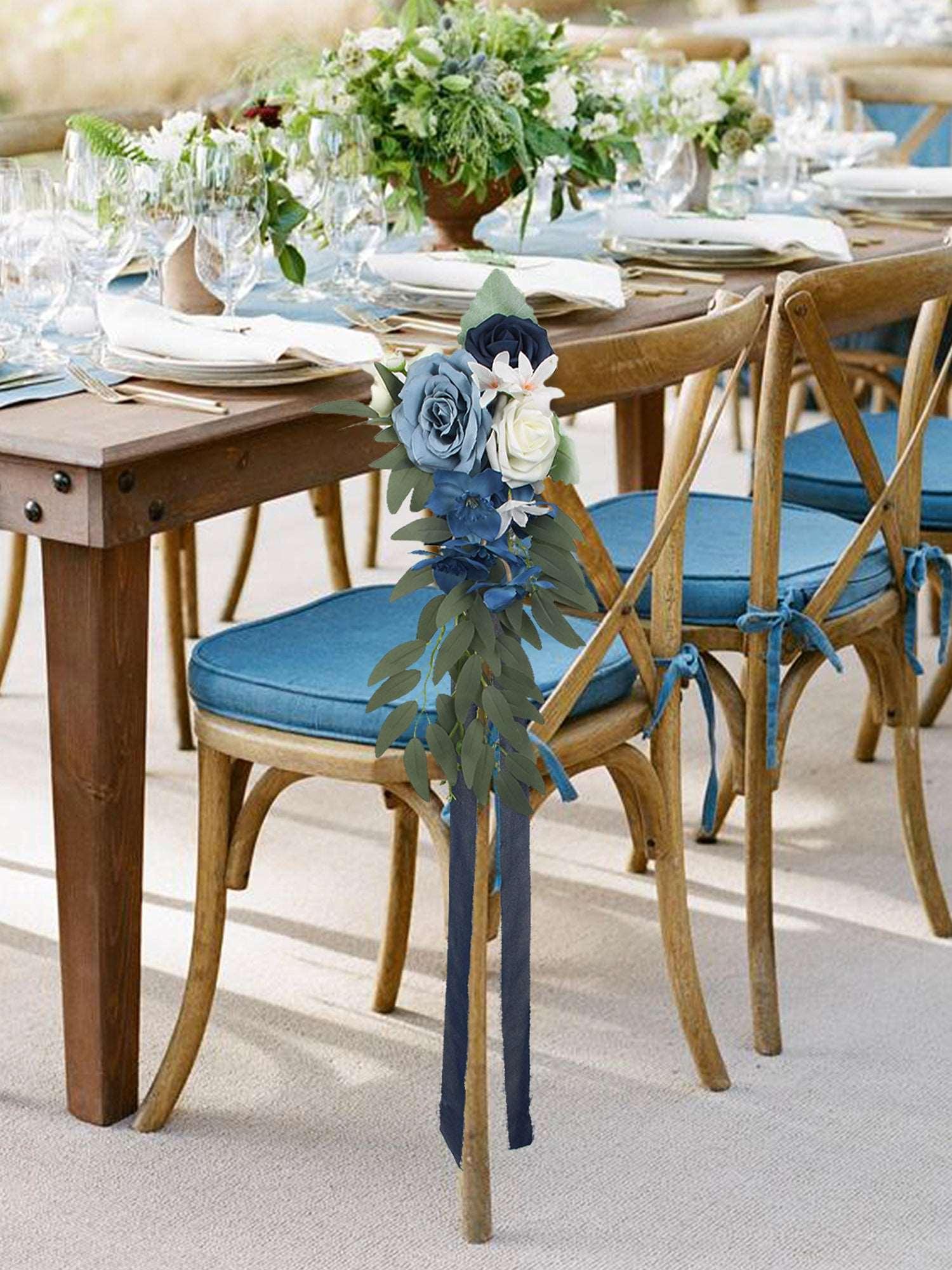 6Pcs Navy & Dusty Blue Aisle Flower Decor - Rinlong Flower