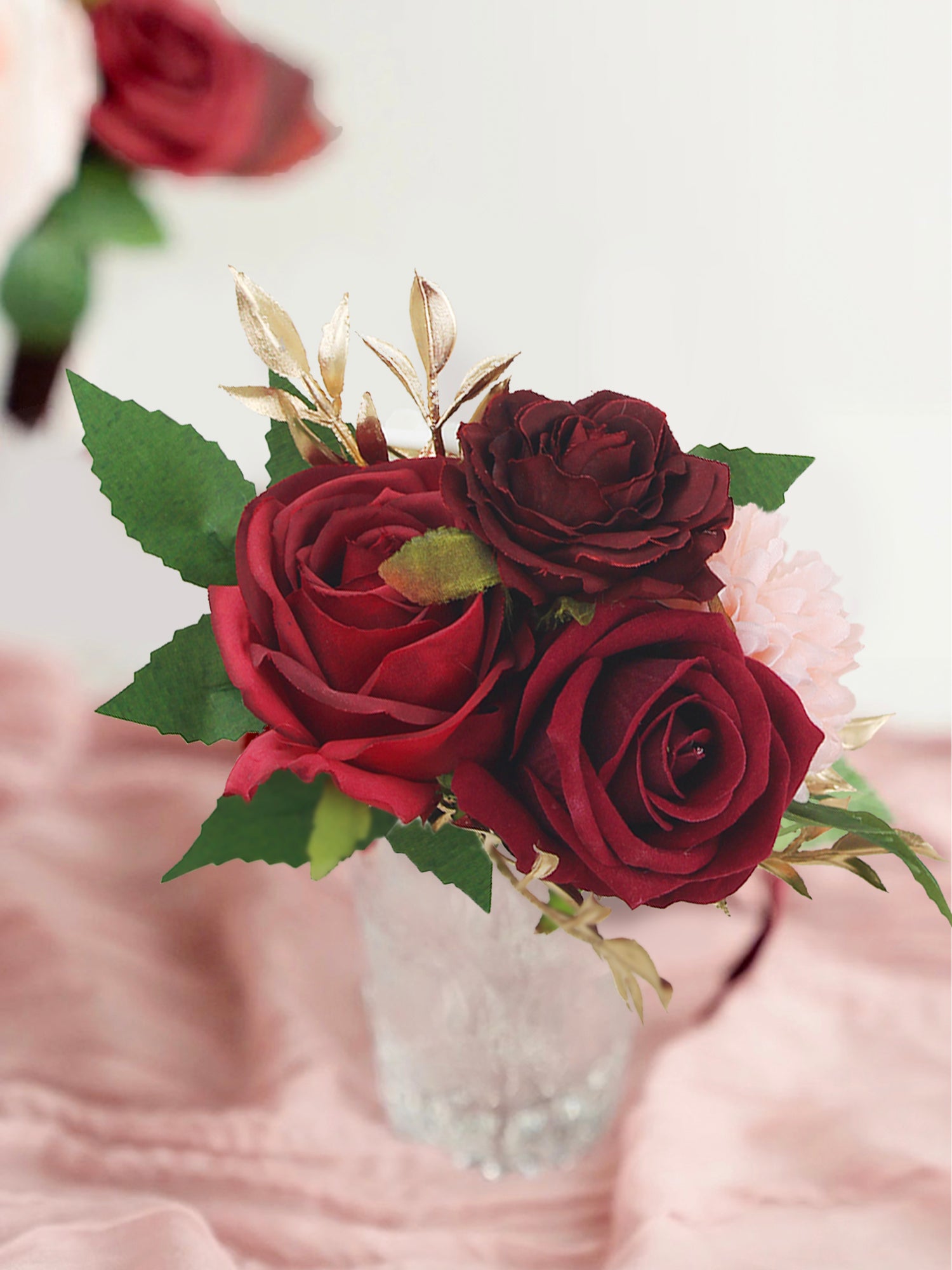 6Pcs Assorted Burgundy Flower Centerpieces