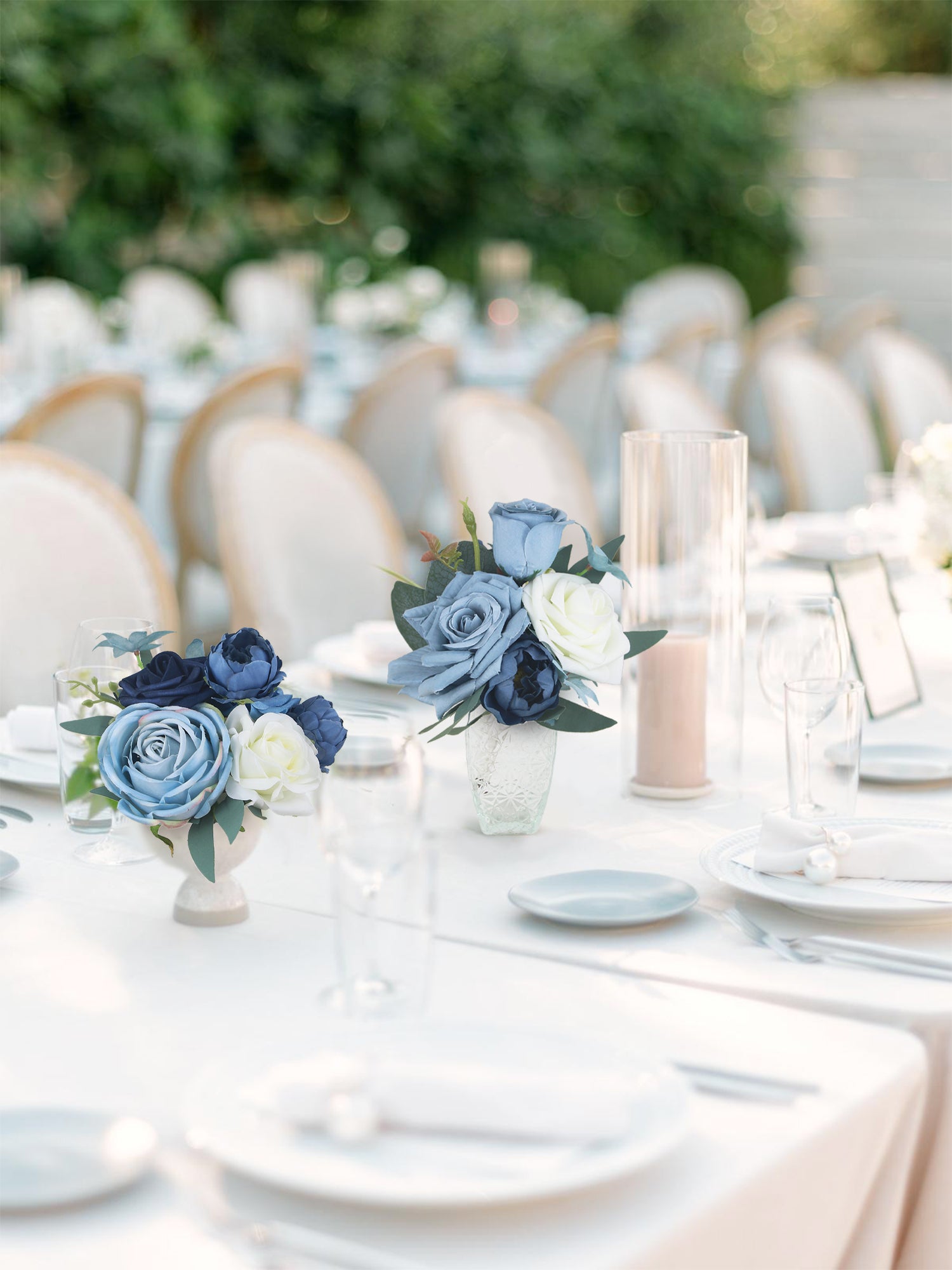 6Pcs Assorted Navy & Dusty Blue Flower Centerpiece