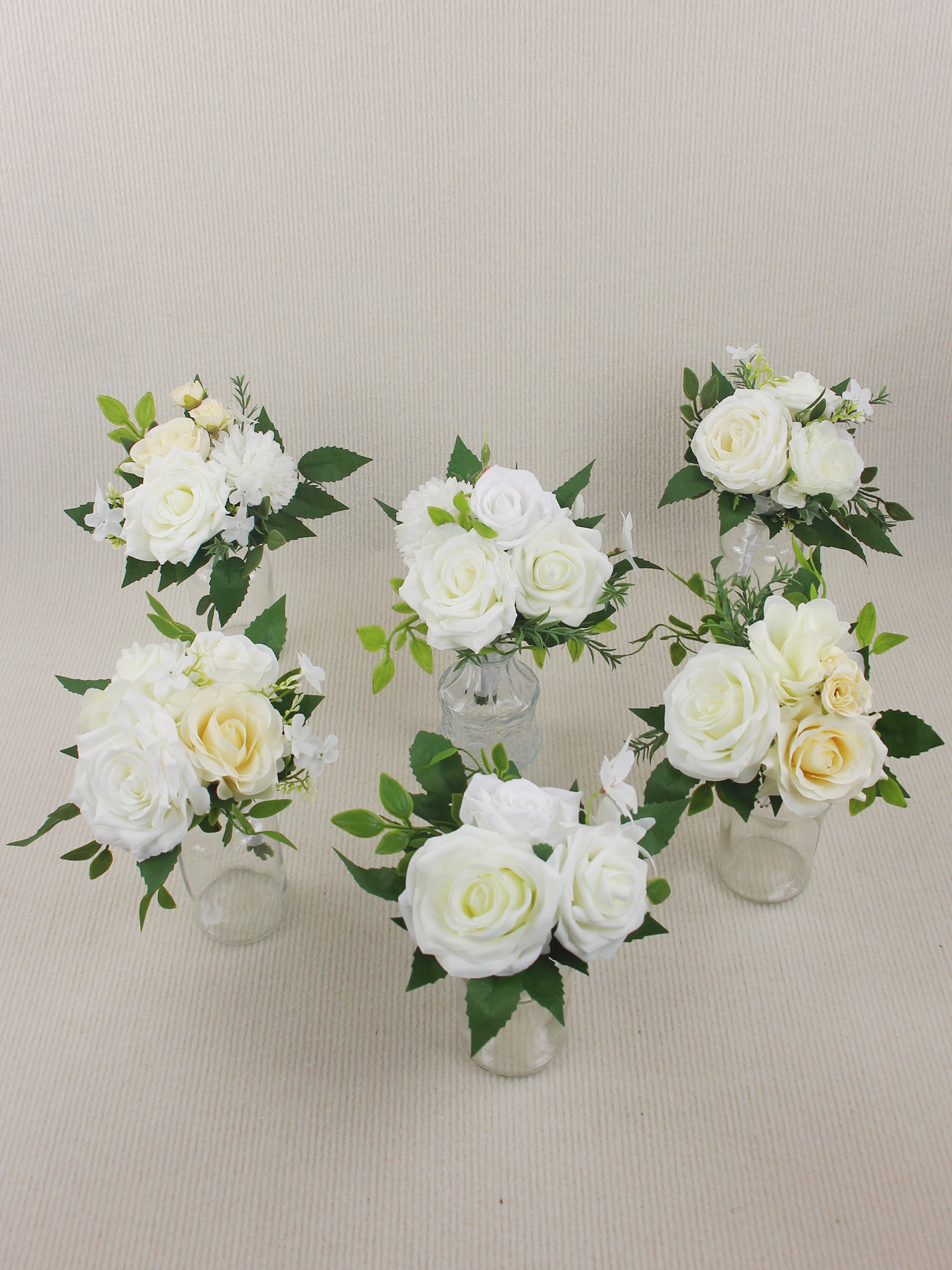 6Pcs Assorted White & Green Flower Centerpieces