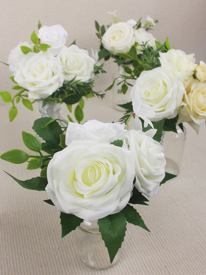 6Pcs Assorted White & Green Flower Centerpieces