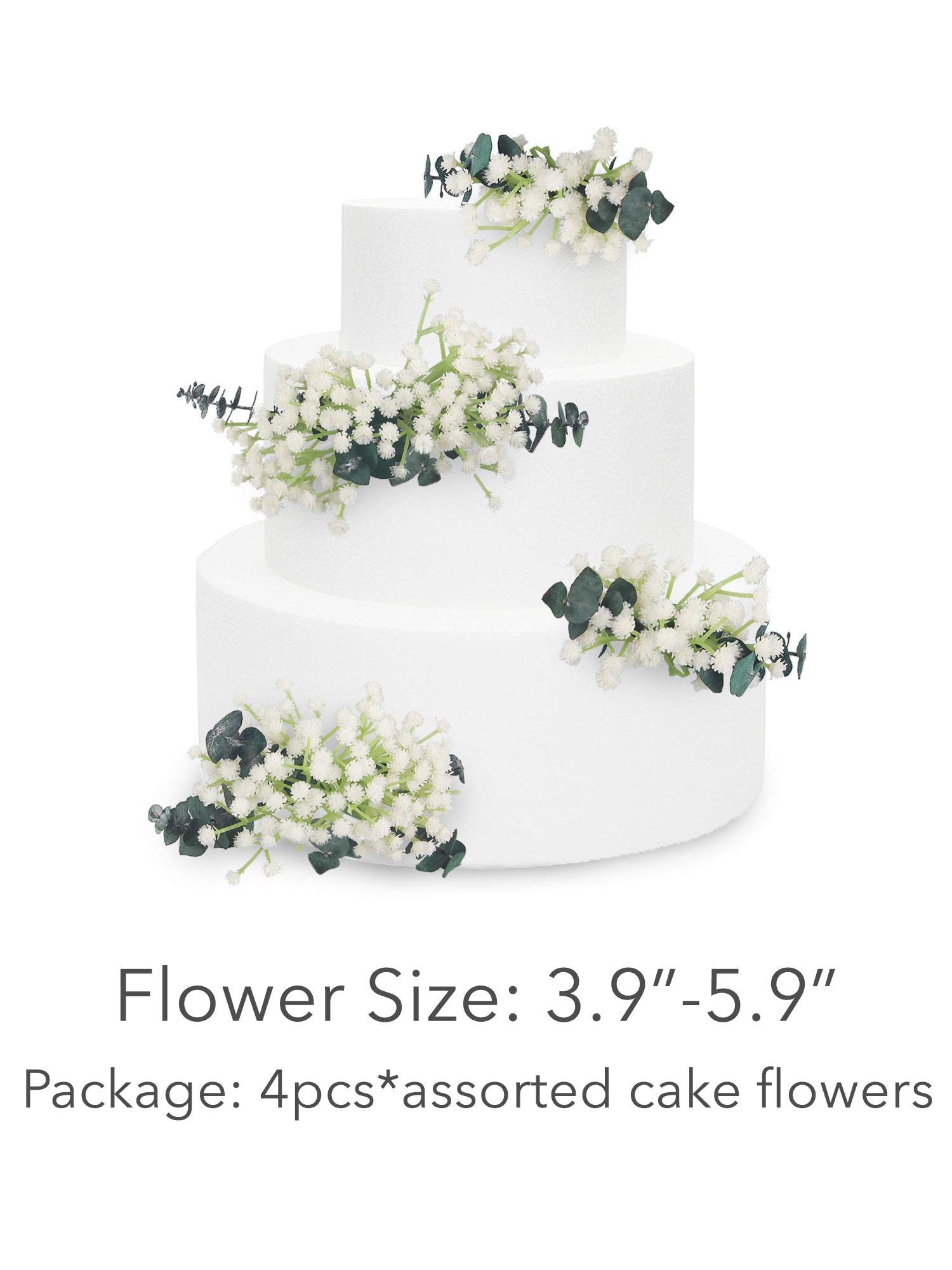 4Pcs Ecalyptus & Baby's Breath Cake Flowers Set