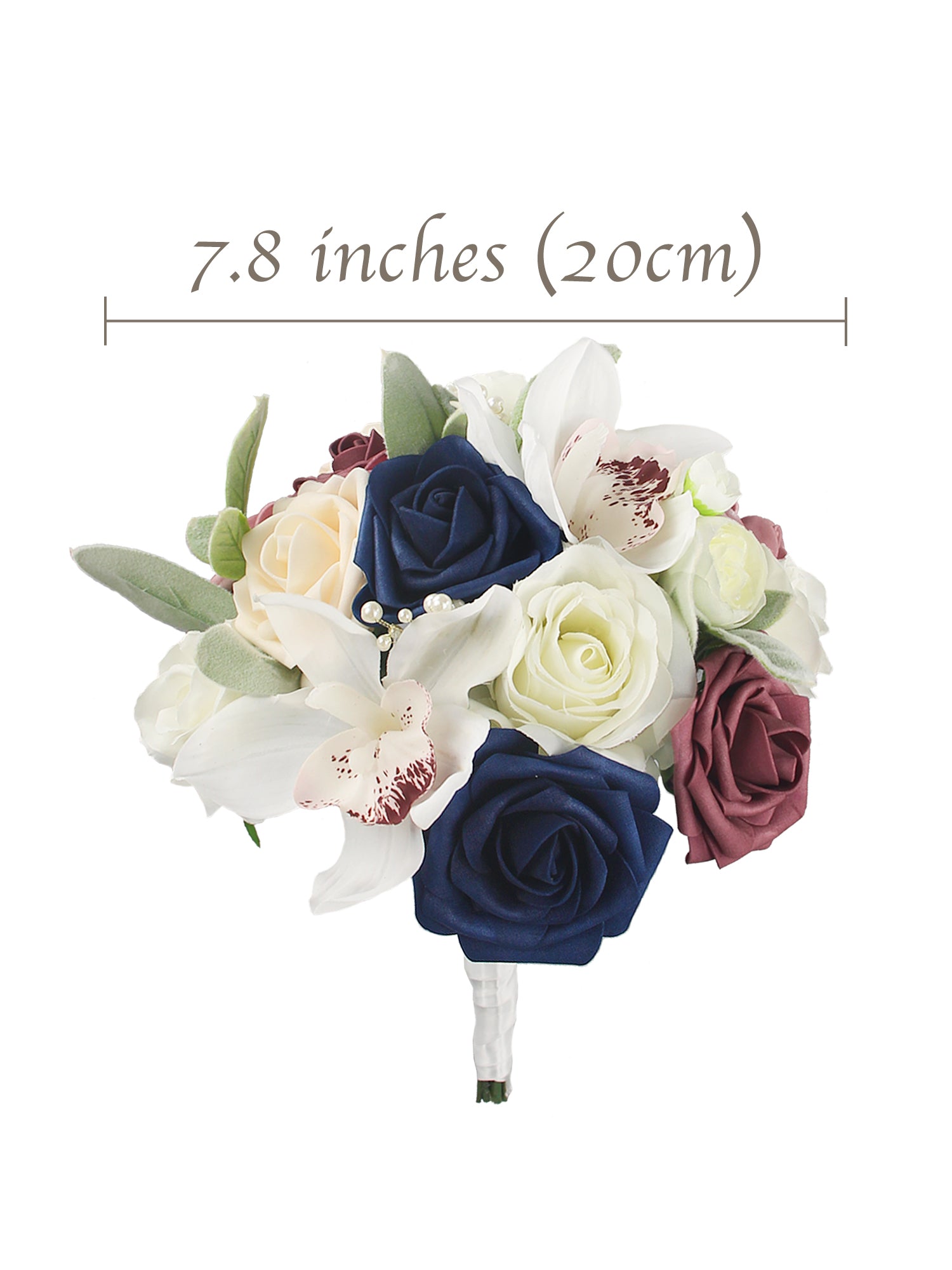 Bouquet da damigella d'onore rosa polveroso e blu navy largo 7,8 pollici