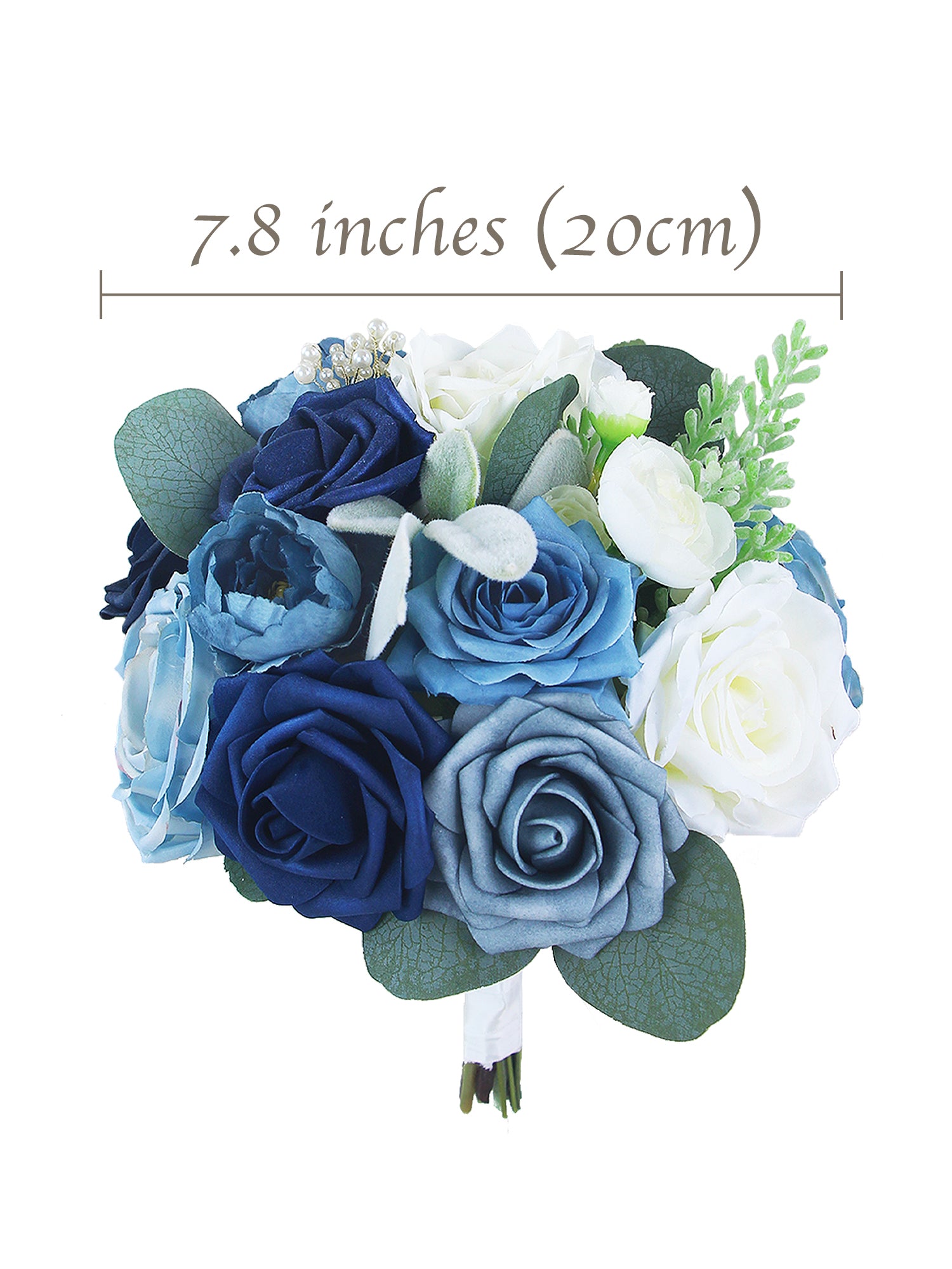 Bouquet da damigella d'onore blu navy largo 7,8 pollici