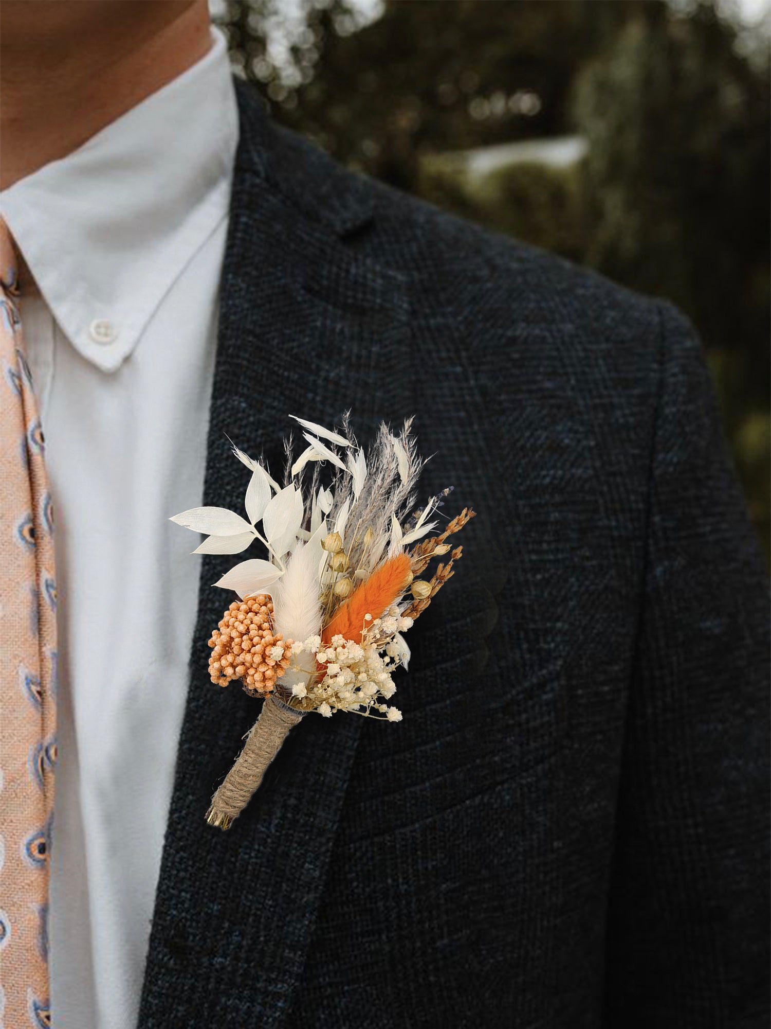 Corsage en corsages set terracotta en beige