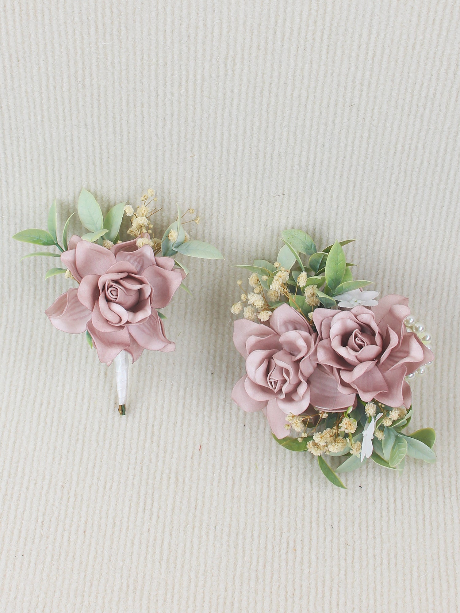 Corsage and Boutonniere Set Dusty Pink
