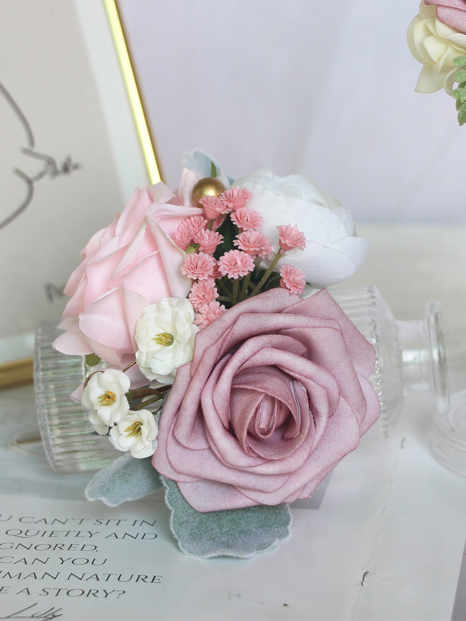 Corsage en boutonnière set Dusty Rose