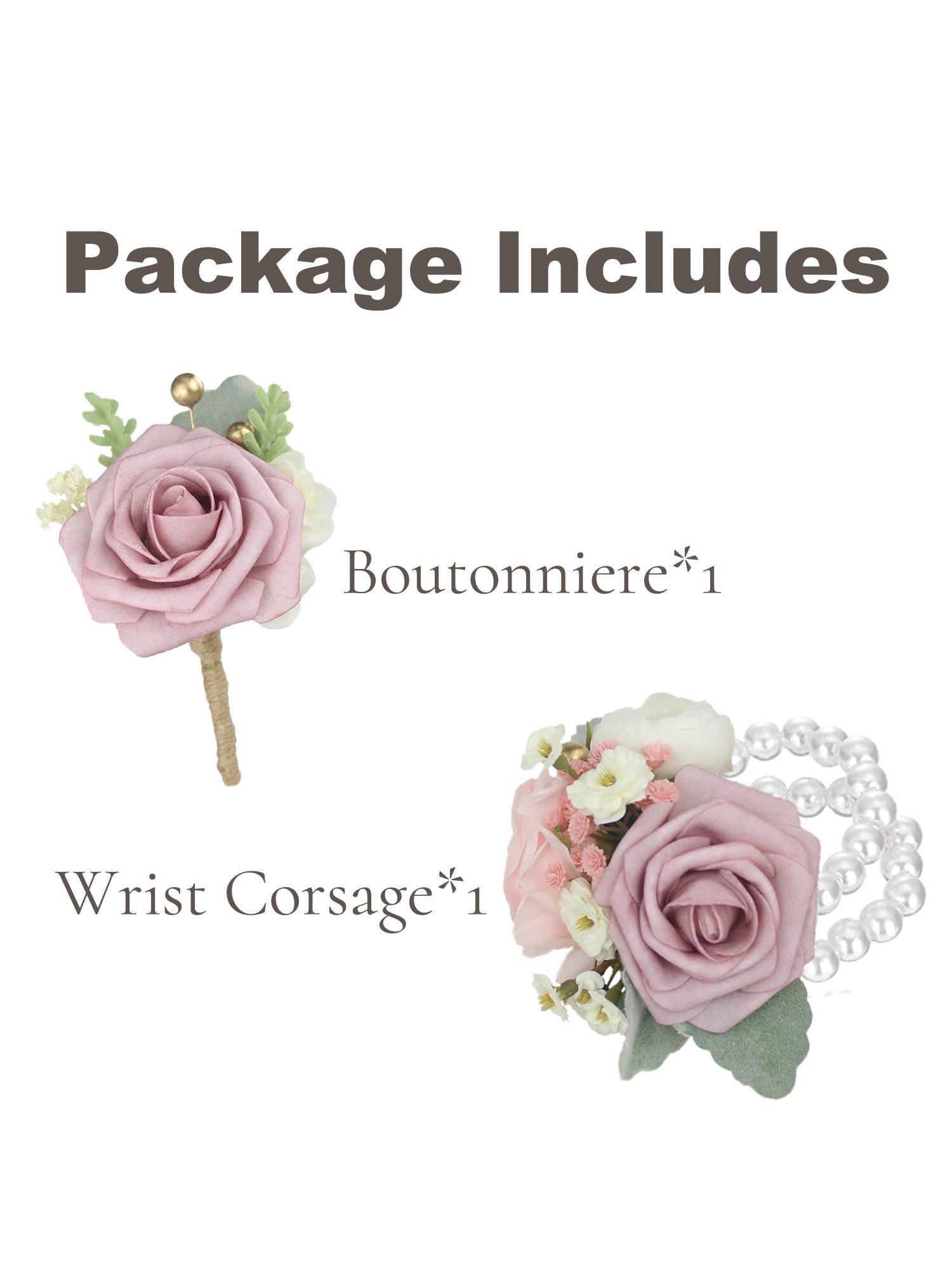 Corsage and Boutonniere Set Dusty Rose