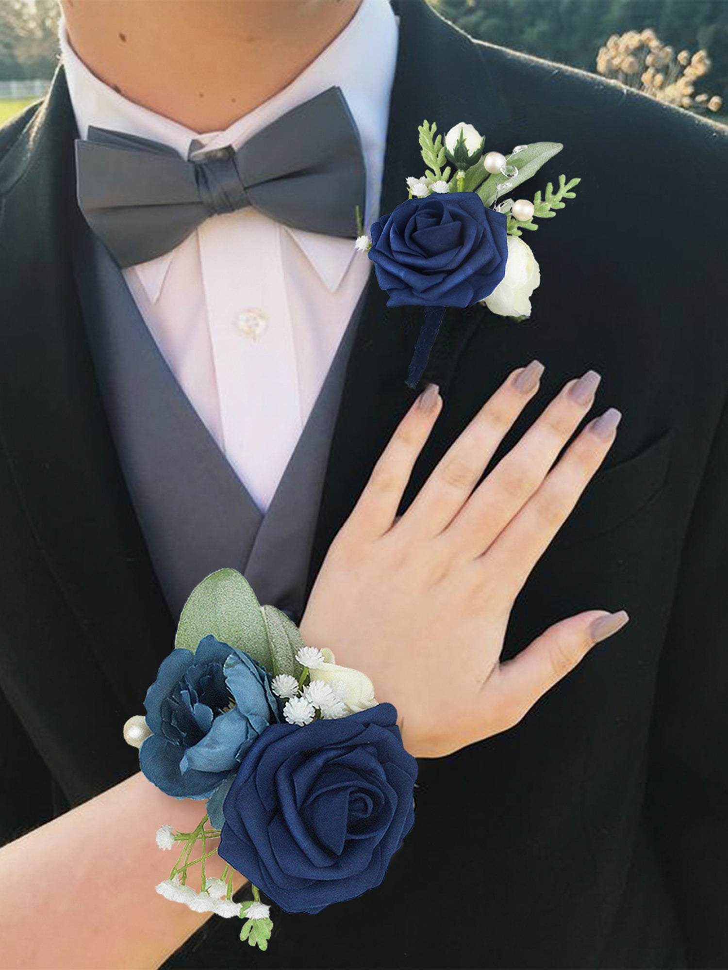 Navy Blue Wrist Corsage