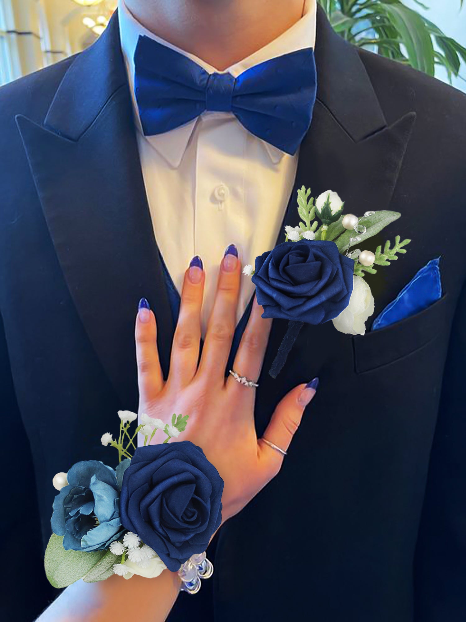 Navy Blue Wrist Corsage