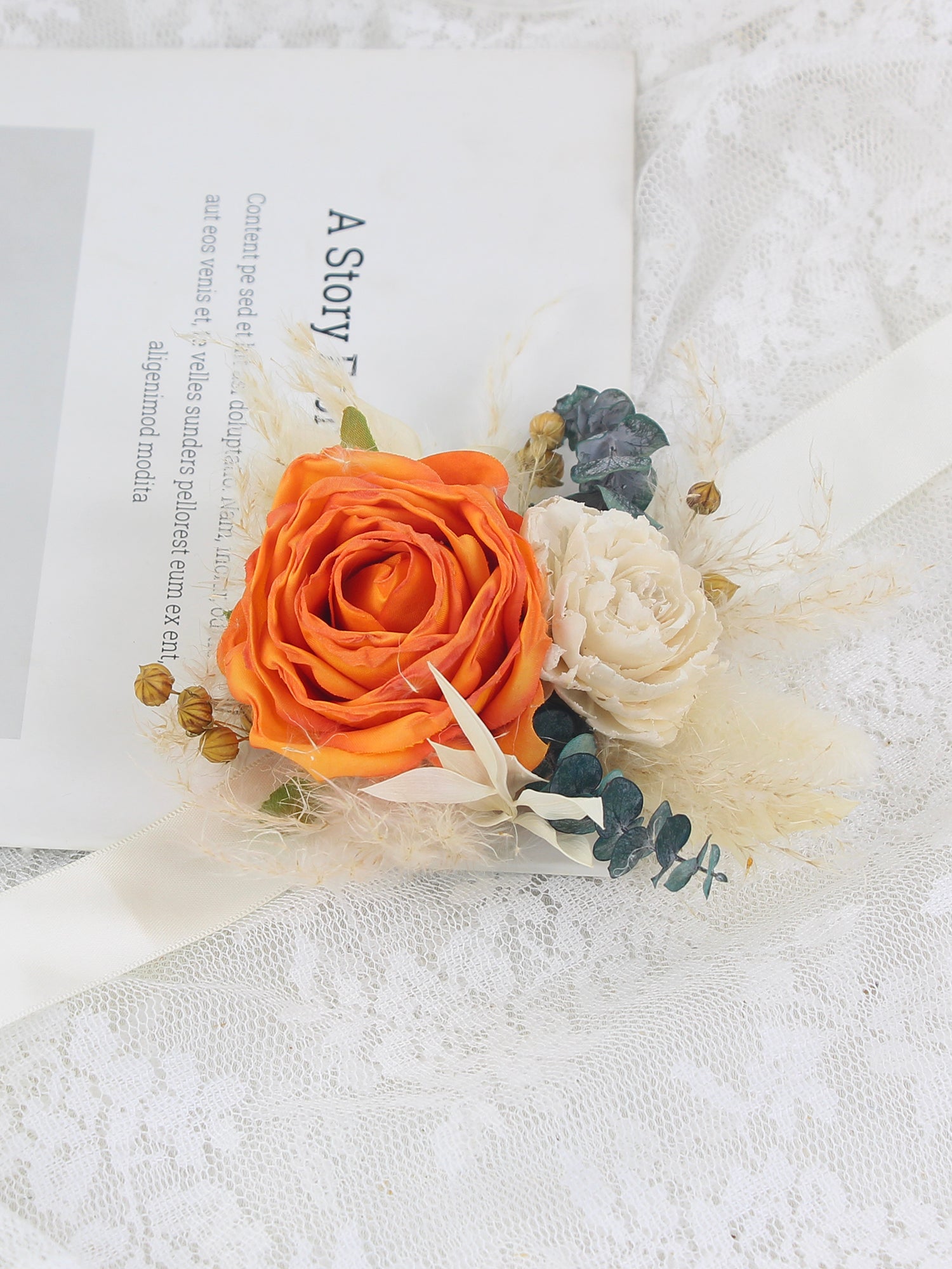 Corsage en corsages set terracotta en beige