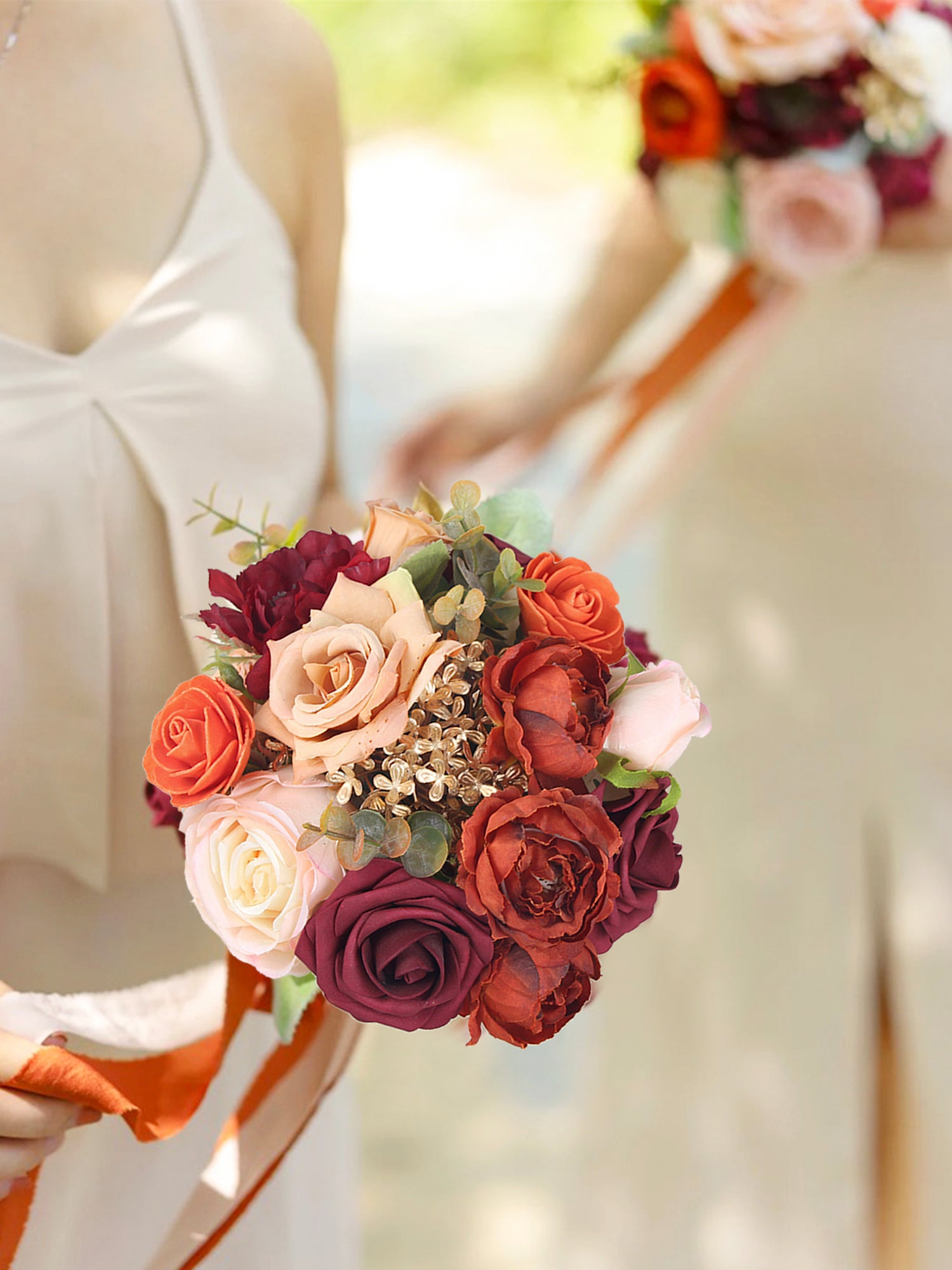 7.8 inch wide Rounded Terracotta Bridesmaid Bouquet