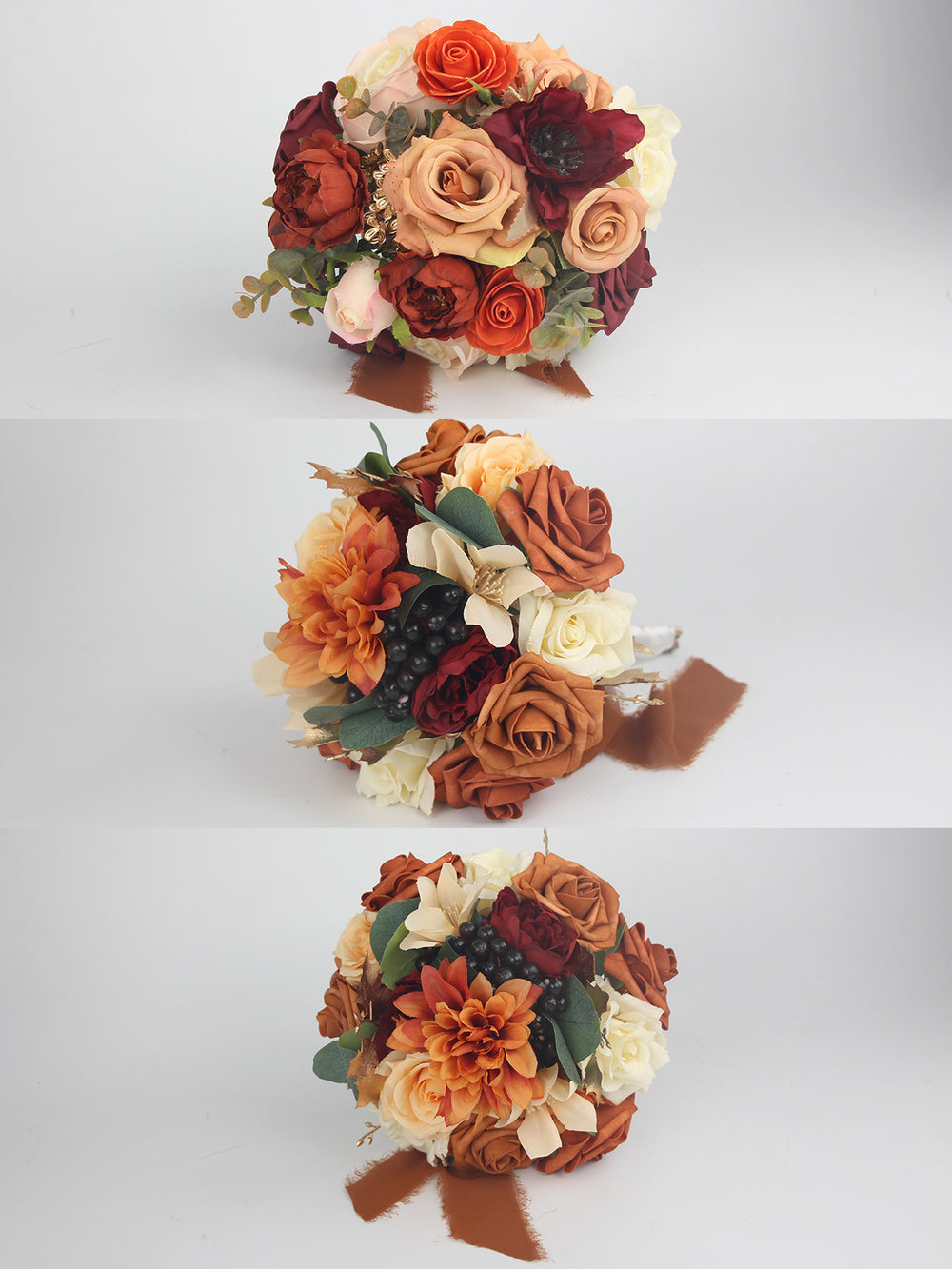 7.8 inch wide Rounded Terracotta Bridesmaid Bouquet - Rinlong Flower