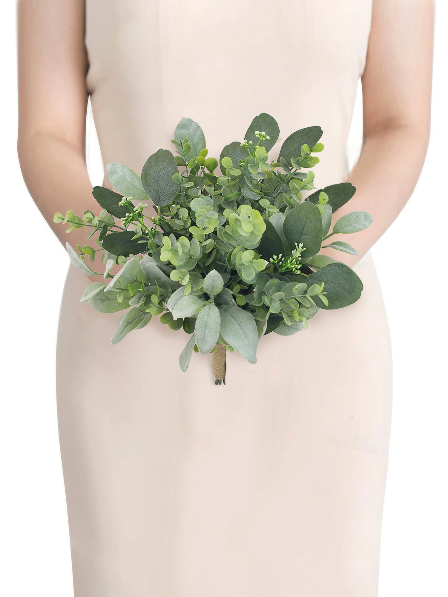 9 inch wide Greenery Bridesmaid Bouquet