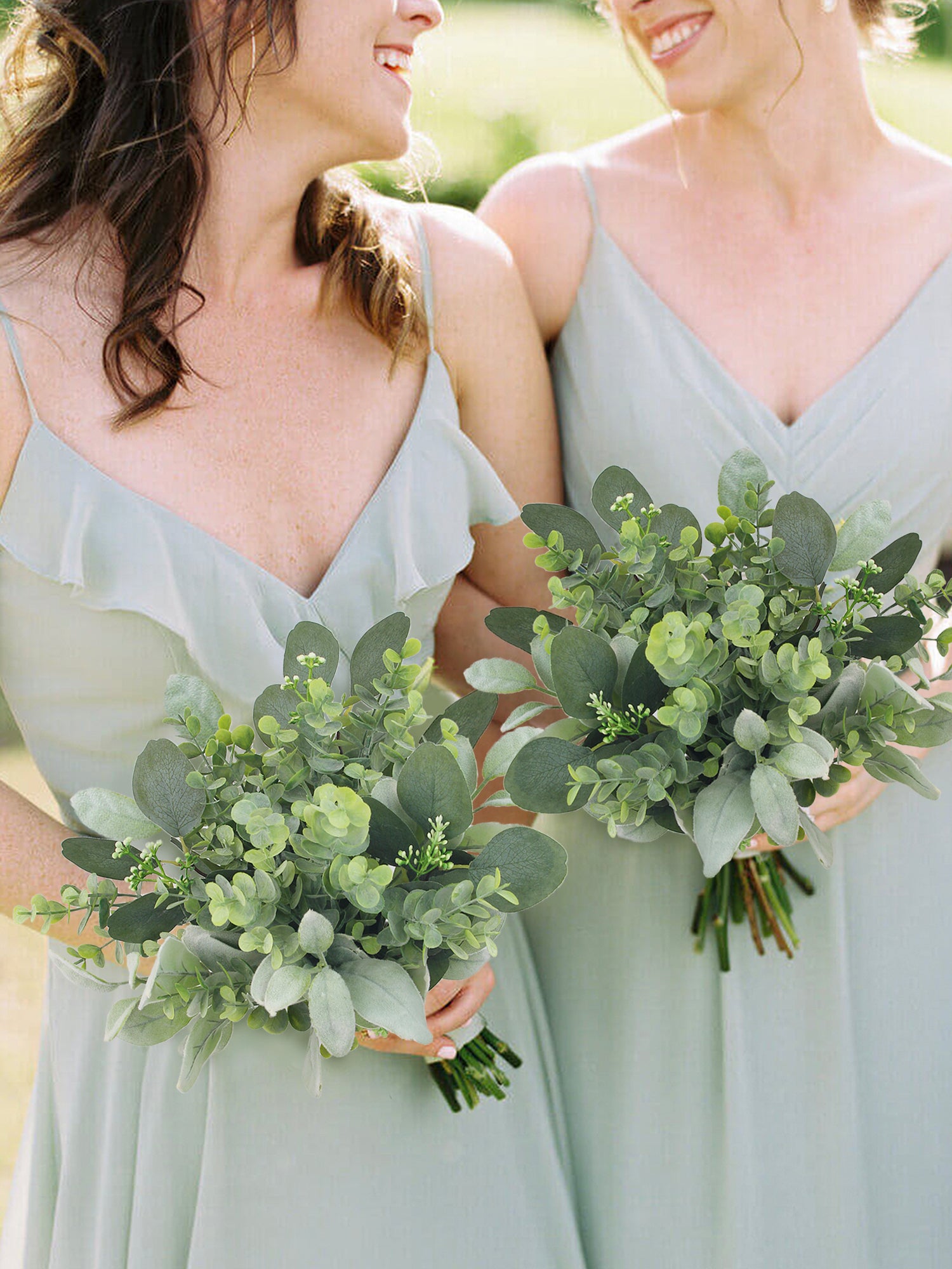 9 inch wide Greenery Bridesmaid Bouquet