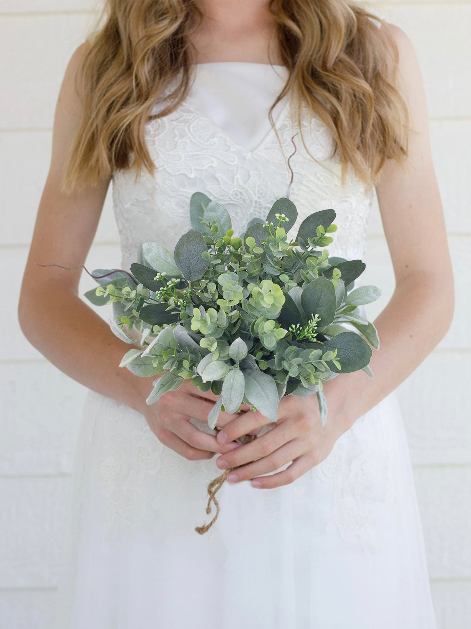 9 inch wide Greenery Bridesmaid Bouquet