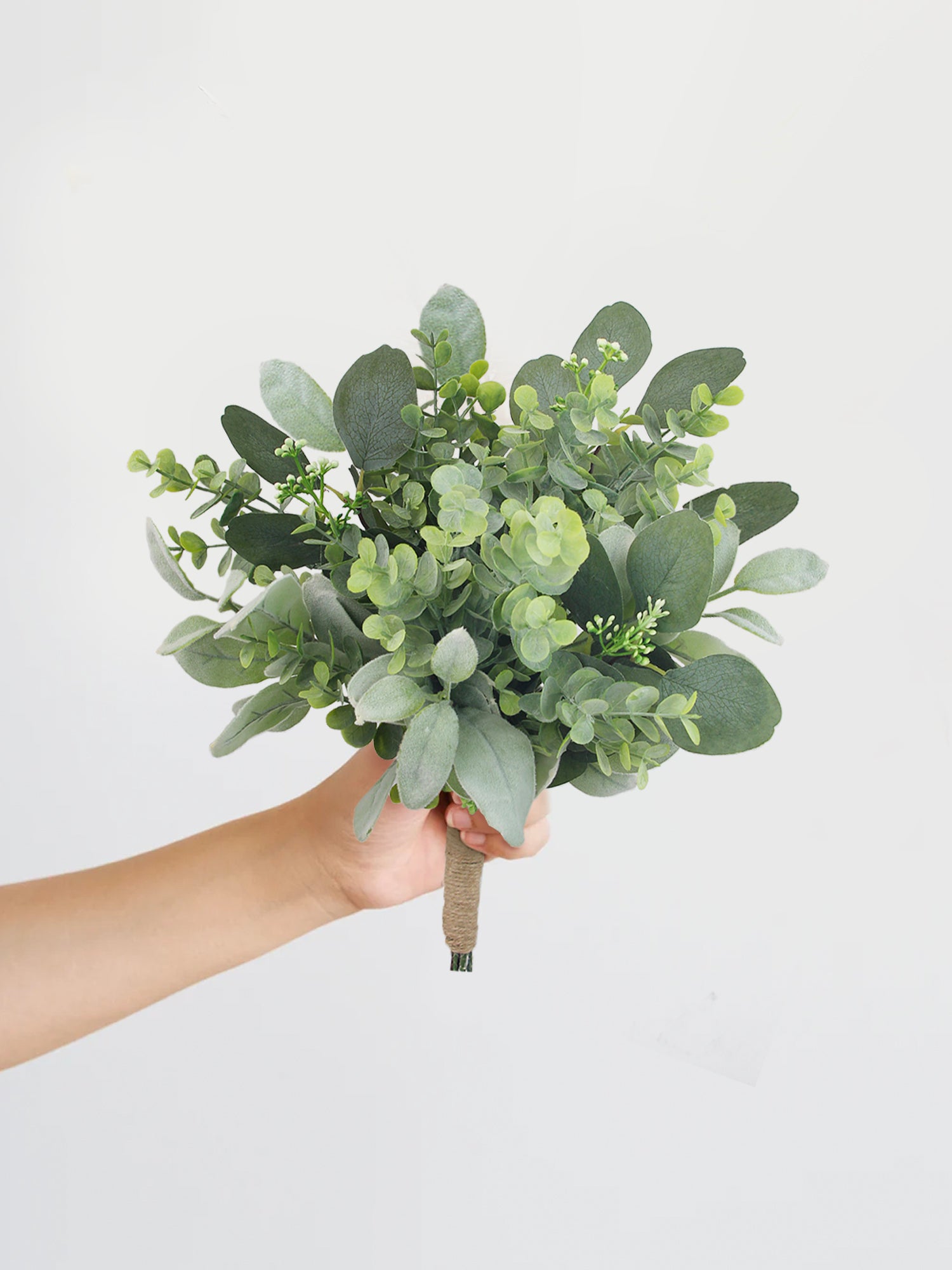 9 inch wide Greenery Bridesmaid Bouquet