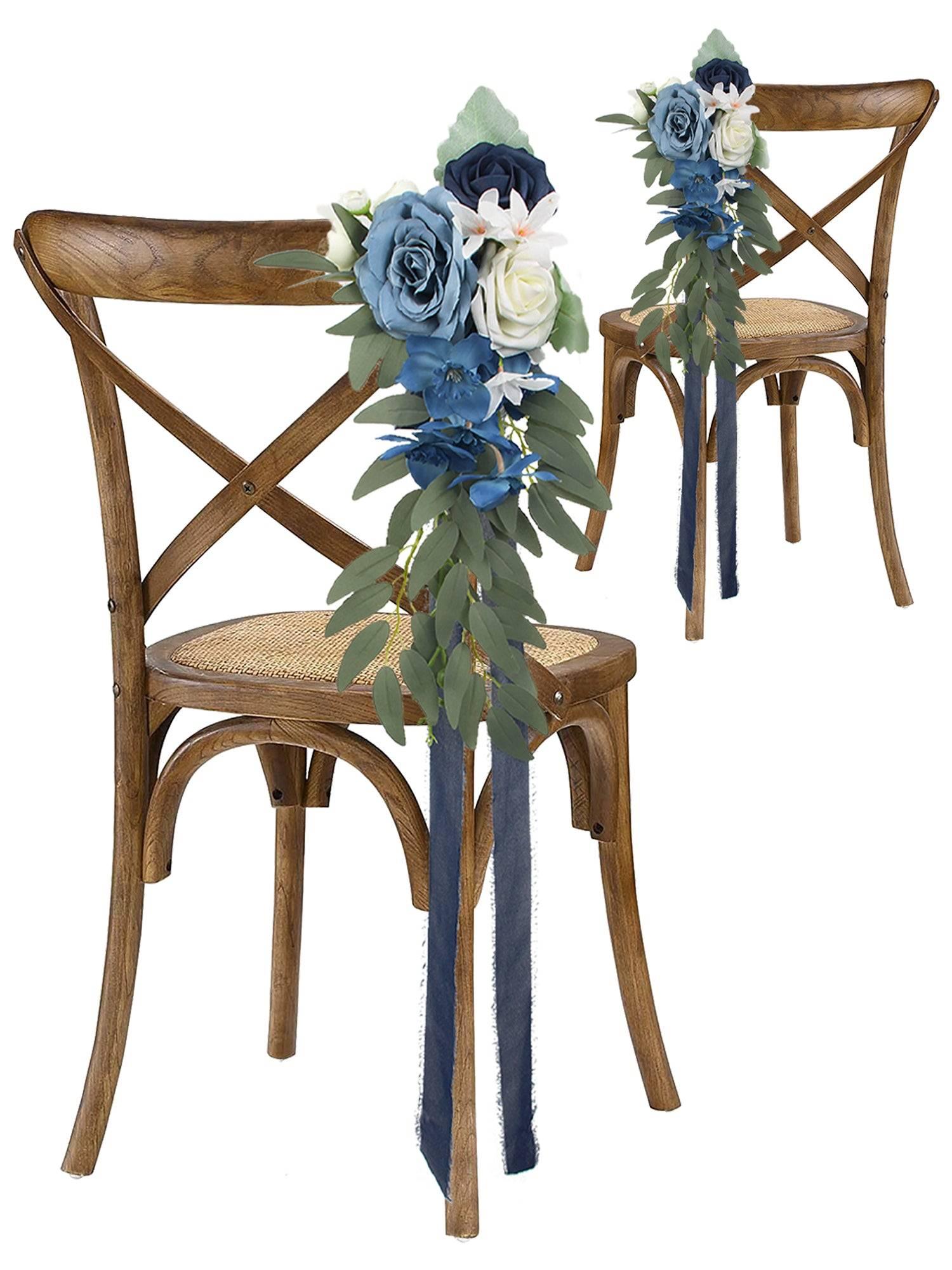 6Pcs Navy & Dusty Blue Aisle Flower Decor - Rinlong Flower