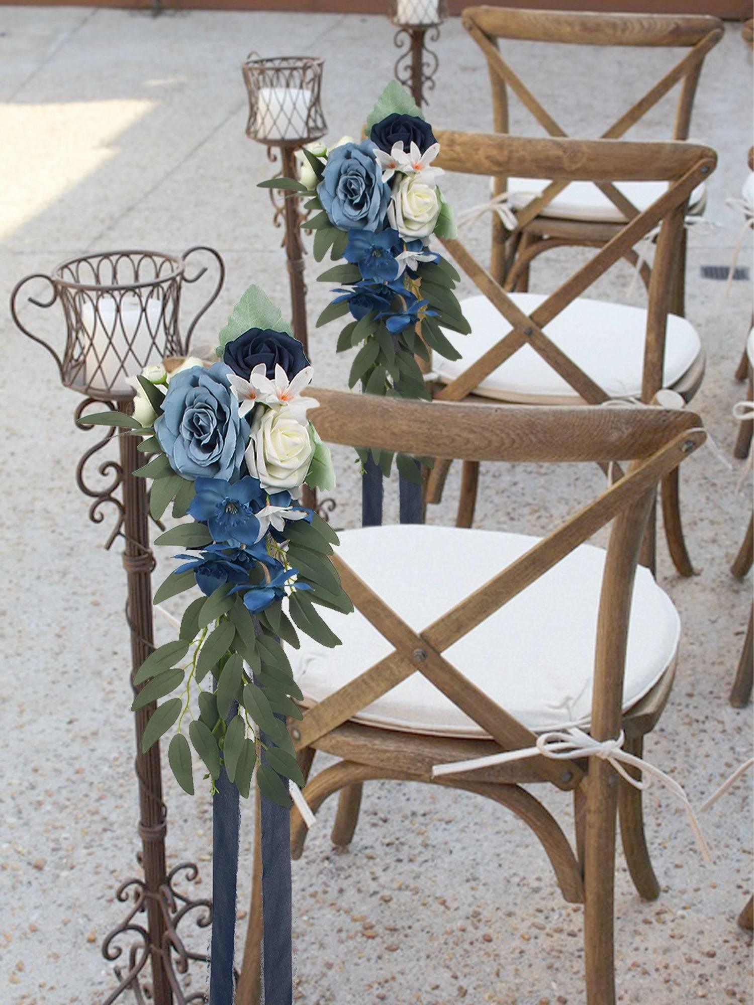 6Pcs Navy & Dusty Blue Aisle Flower Decor - Rinlong Flower