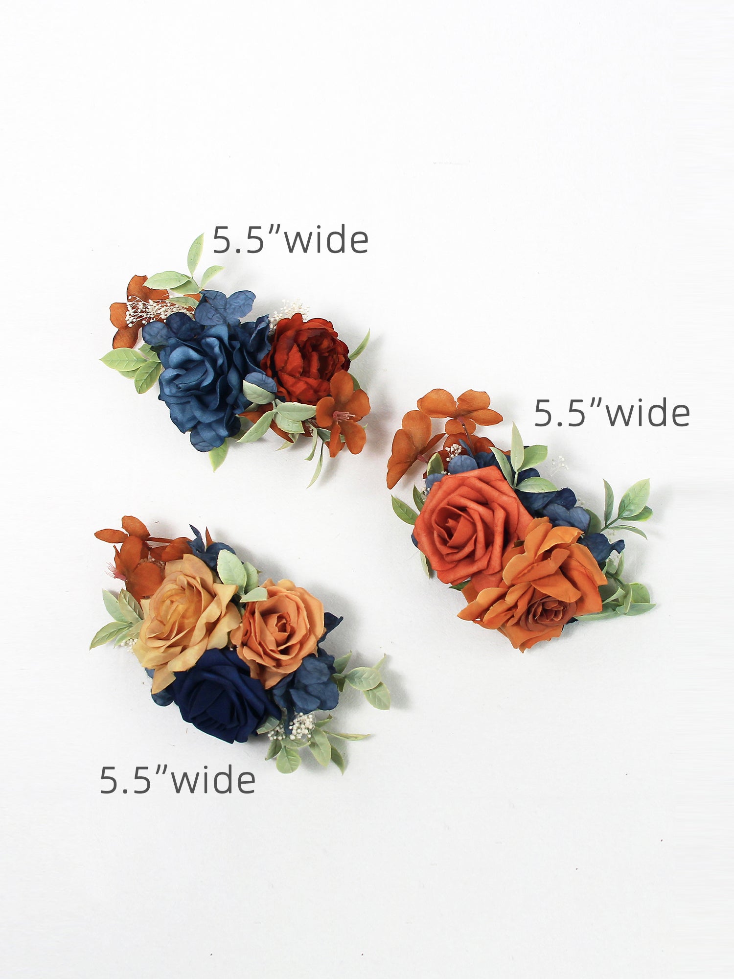 3Pcs Navy Blue & Terracotta Cake Flowers