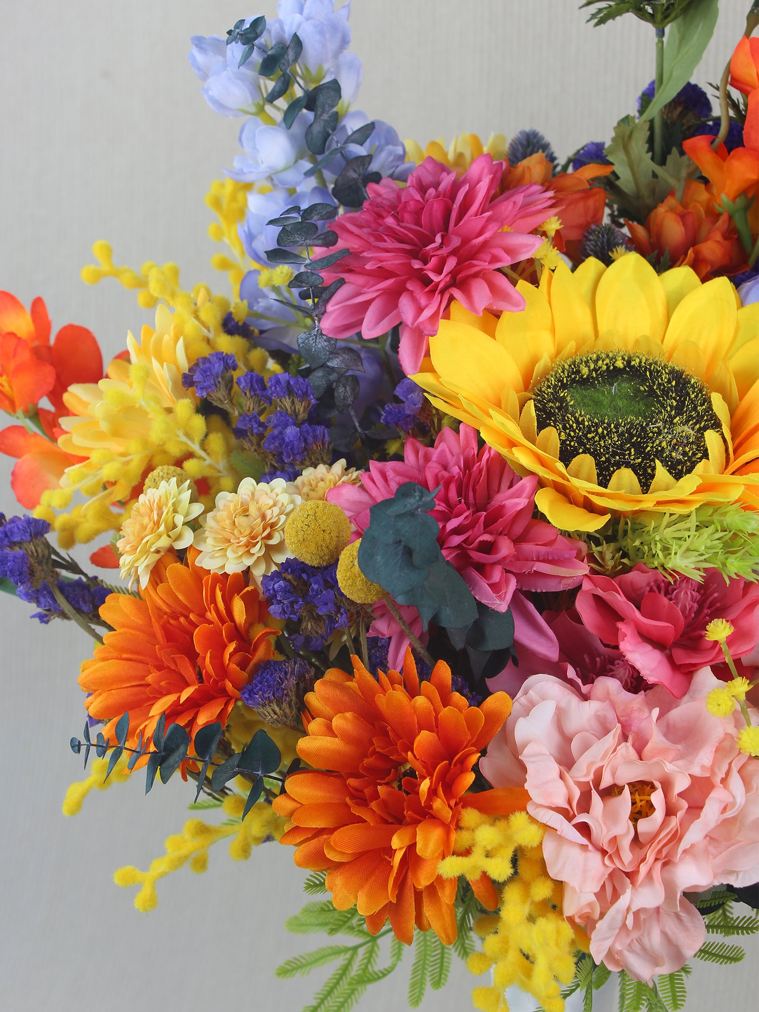 22 inch wide Sunflower & Wildflowers Bridal Bouquet