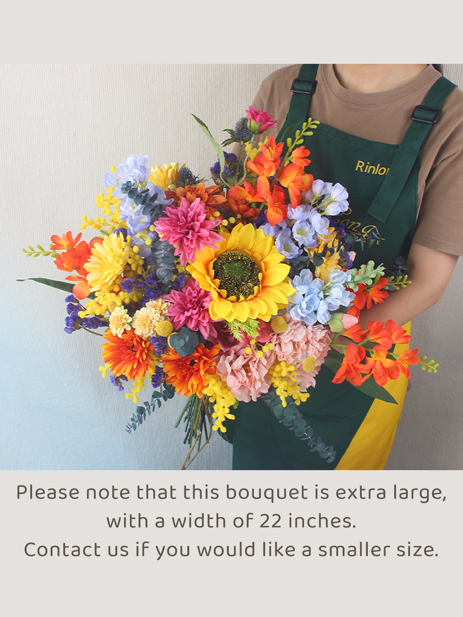 22 inch wide Sunflower & Wildflowers Bridal Bouquet