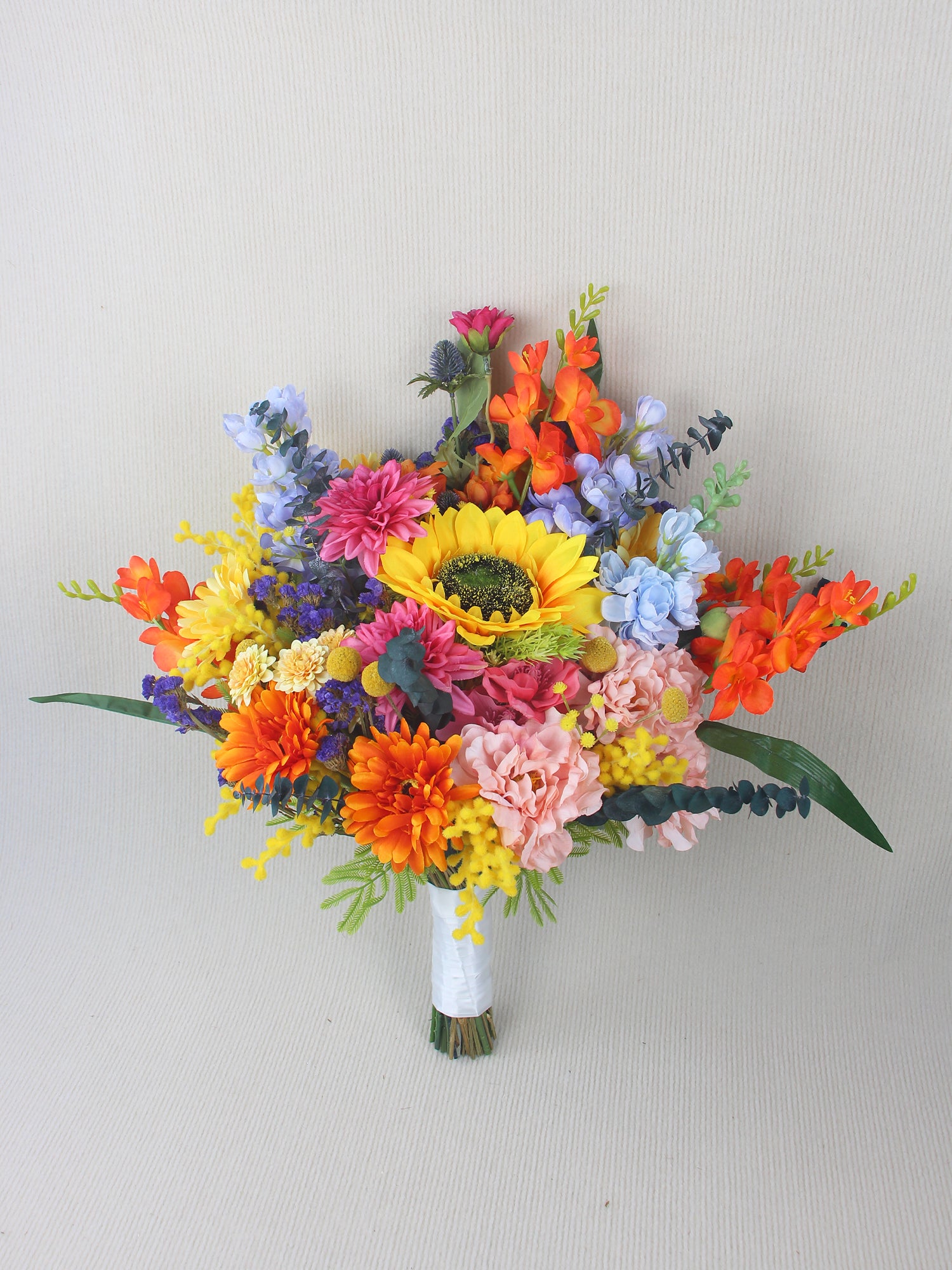 22 inch wide Sunflower & Wildflowers Bridal Bouquet