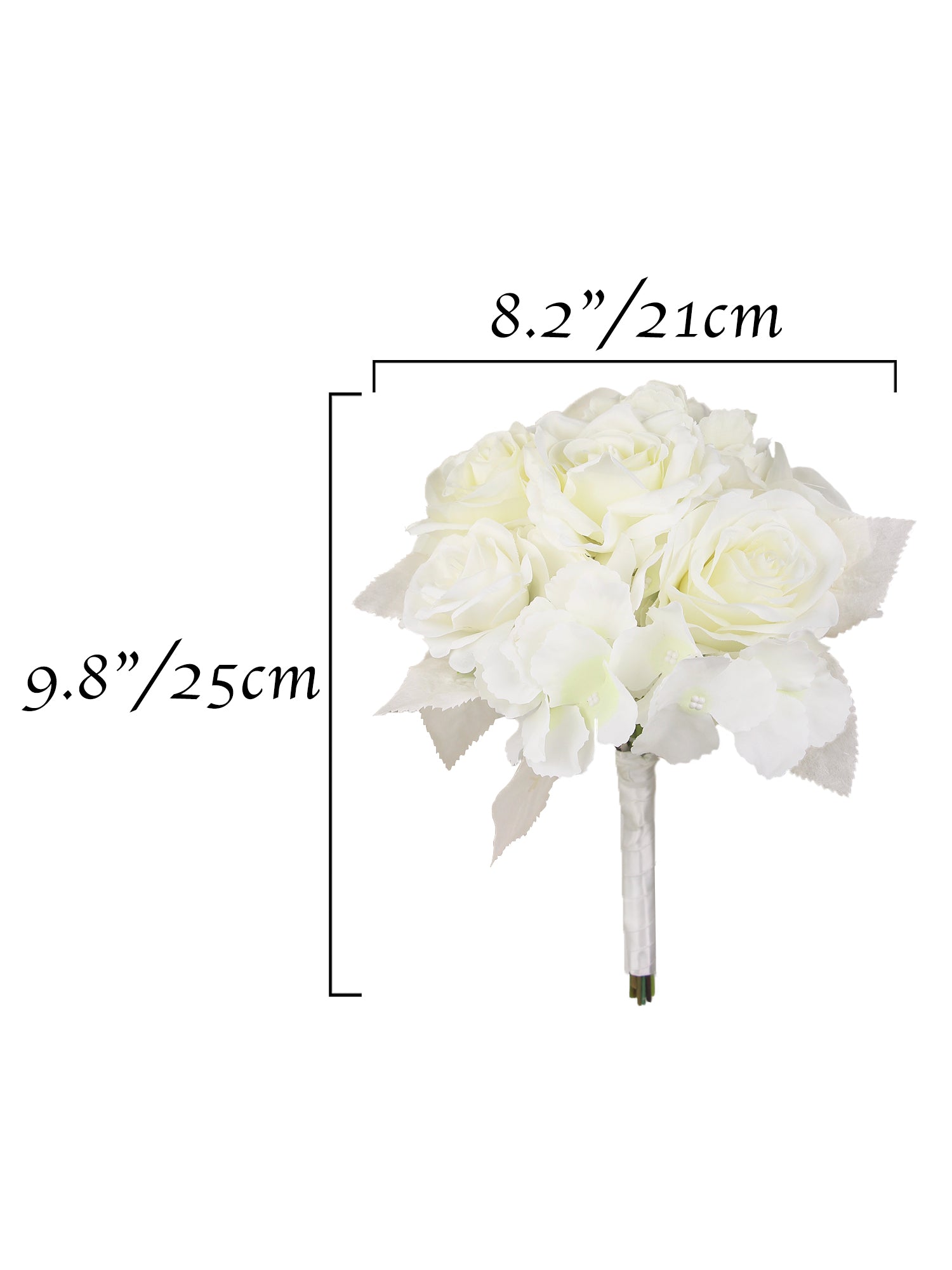 8.2 inch wide Pure White Bridesmaid Bouquet