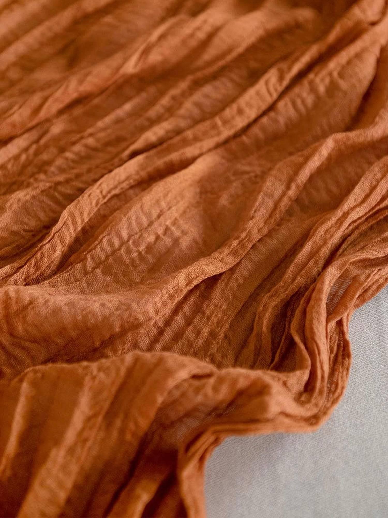 5.9Ft Burnt Orange Cheesecloth Table Runner - Rinlong Flower