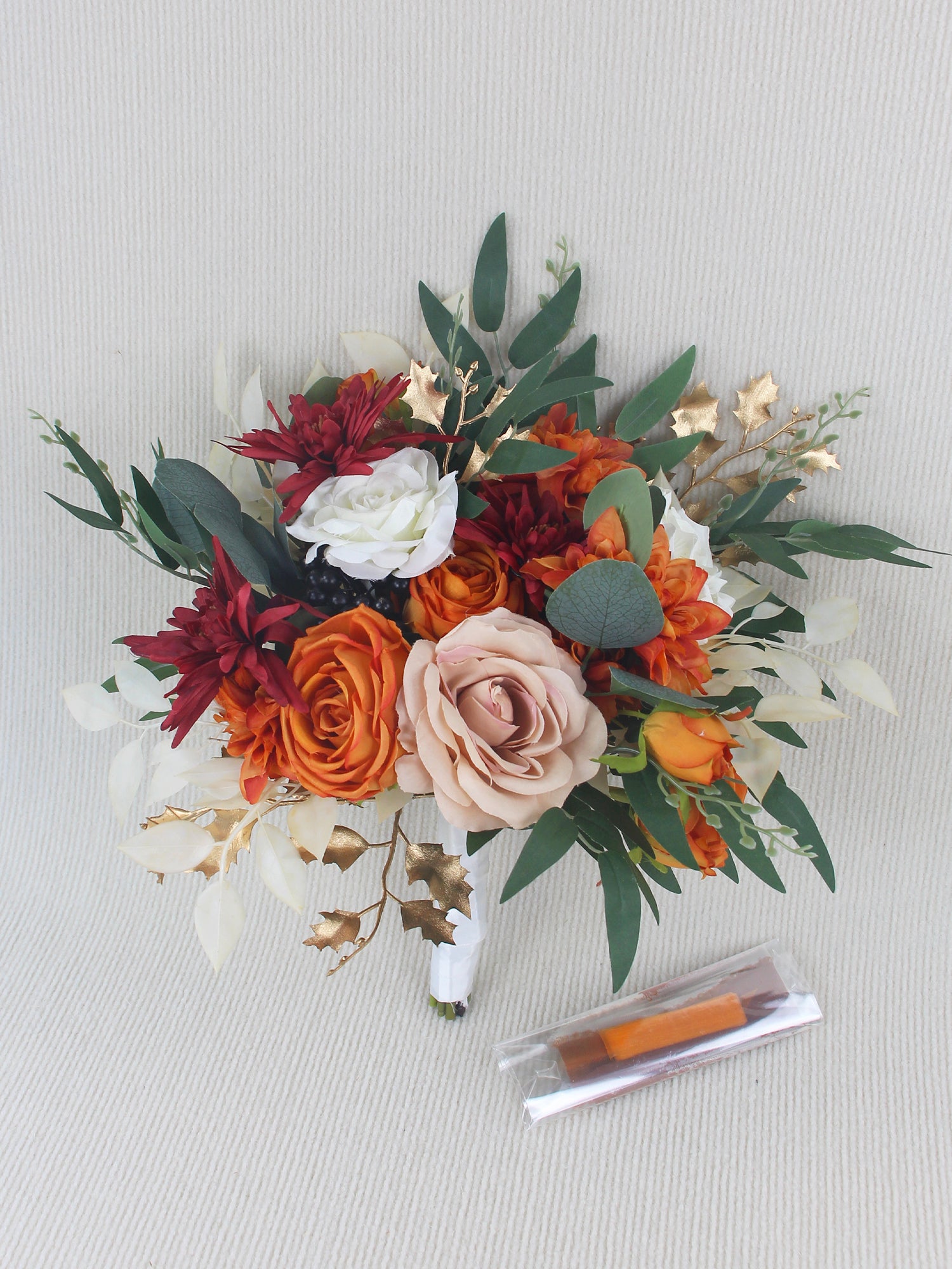 12.5 inch wide Burnt Orange Bridal Bouquet