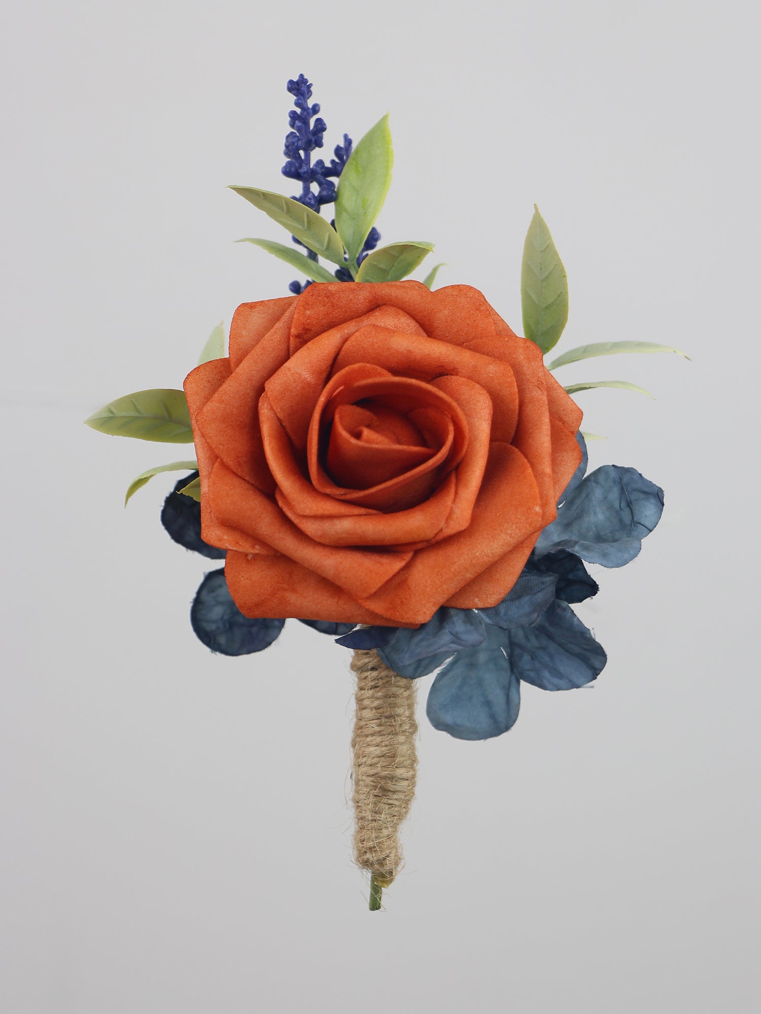 Boutonniere Navy Blue & Burnt Orange