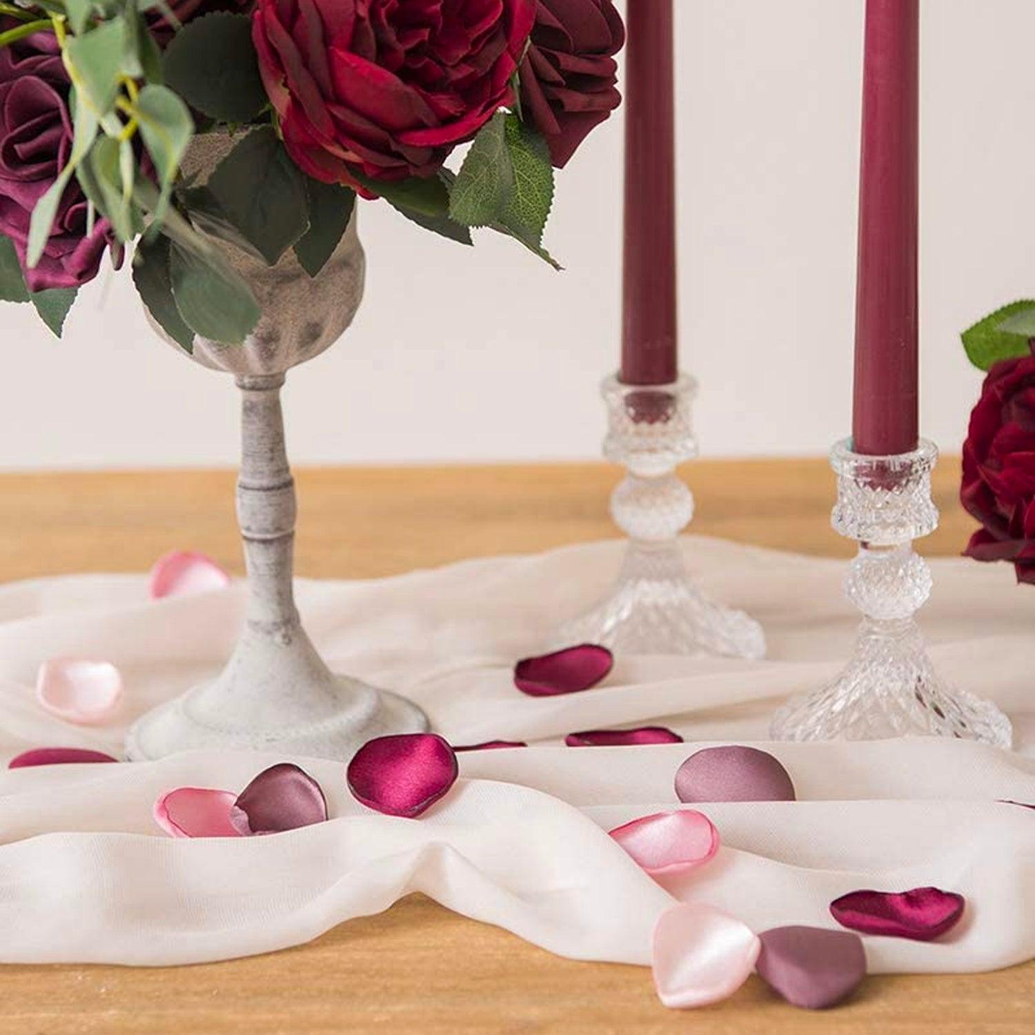 Rinlong 400pcs Burgundy Blush Silk Petals